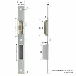 Hörmann Schließblech Für Hauptschloss THP/FSTHP DIN Rechts -Sonax Geschaft 276988 hoermann schliessblech fuer hauptschloss thp fsthp din rechts bemassung