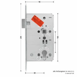Hörmann Einsteck Rohrprofilschloss 1306 Für Nebentüren, PZ, Rechts -Sonax Geschaft 3040516 hoermann einsteck rohrprofilschloss 1306 fuer nebentueren pz rechts seitenansicht masse