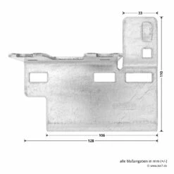 Hörmann Knotenblech, Beschlag L, Ausführung Links, Baureihe 30 -Sonax Geschaft 3044999 hoermann knotenblech beschlag l ausfuehrung links baureihe 30 masse bild 1